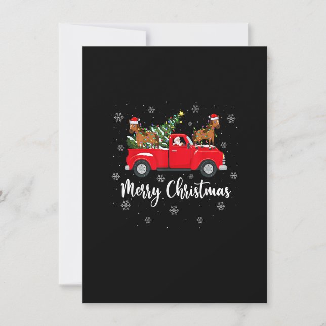 Funny Santa Riding Christmas Tree Truck Horse Chri Invitation (Front)