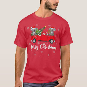 Funny Santa Riding Christmas Tree Truck Koala Chri T-Shirt