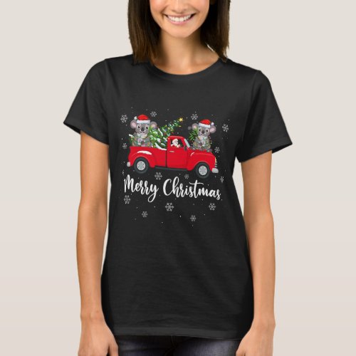 Funny Santa Riding Christmas Tree Truck Koala Chri T_Shirt