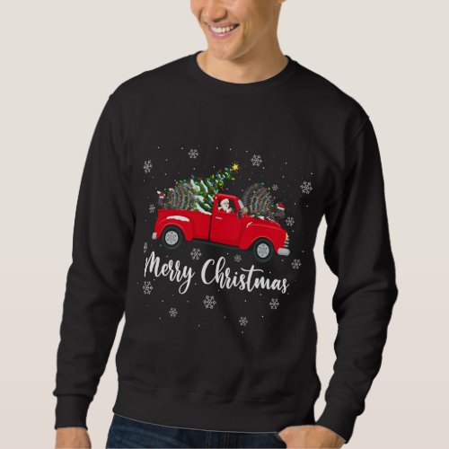 Funny Santa Riding Christmas Tree Truck Porcupine  Sweatshirt