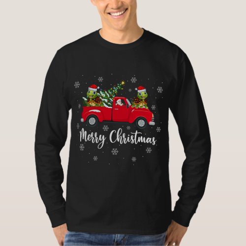 Funny Santa Riding Christmas Tree Truck Turtle Chr T_Shirt