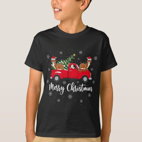 Funny Santa Riding Christmas Tree Truck Weasel Chr T_Shirt