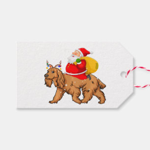 Funny Santa Riding Cocker Spaniel Dog Christmas Gift Tags