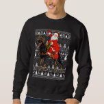 Funny Santa Riding Doberman Pinscher Dog Ugly Chri Sweatshirt