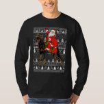 Funny Santa Riding Doberman Pinscher Dog Ugly Chri T-Shirt