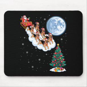 Funny Santa Riding German Shepherd Dog Tree Christ Mouse Pad