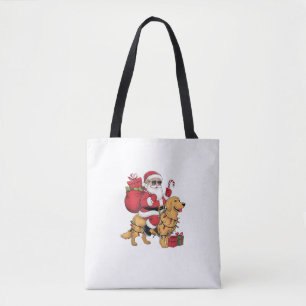 Funny Santa Riding Golden Retriever Dog Christmas  Tote Bag