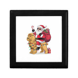 Funny Santa Riding Goldendoodle Dog Christmas Gift Box