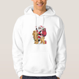 Funny Santa Riding Goldendoodle Dog Christmas Hoodie