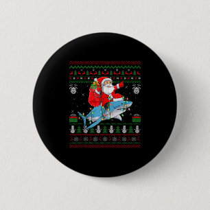Funny Santa Riding Shark Ugly Christmas Sweaters S Button
