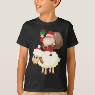 Funny Santa Riding Sheep Christmas Pajama Xmas T-Shirt