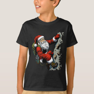 Funny Santa Rock Climbing Christmas Xmas Boulderin T-Shirt