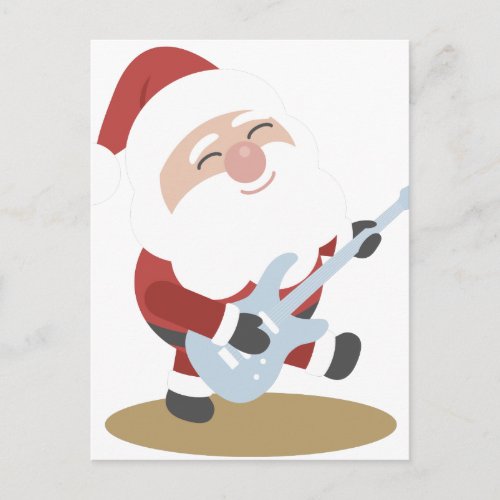 Funny Santa Rocker Musician Guitar Christmas Gift Holiday Postcard