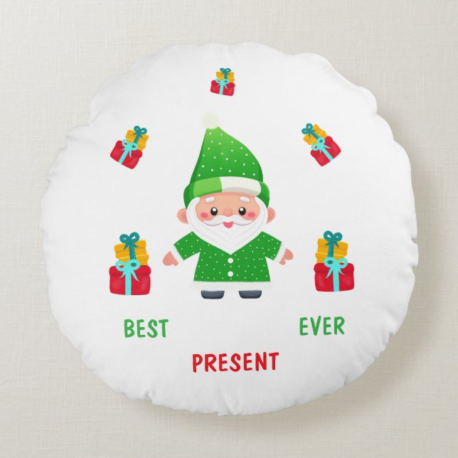 Funny Santa Round Pillow (Front)