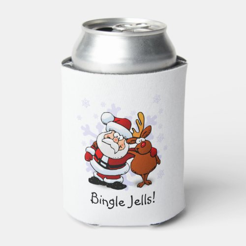 Funny Santa  Rudolph Holiday Can Cooler
