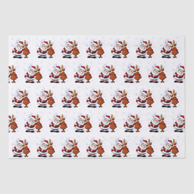 Funny Santa & Rudolph Holiday Tissue Paper (Front)