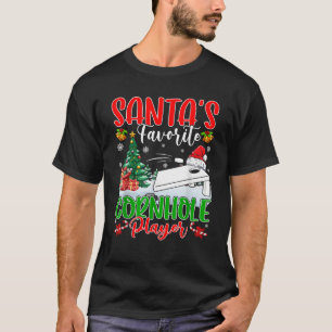 Funny Santa s Favorite Cornhole Player Xmas Cornho T-Shirt