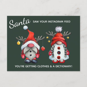 Funny Santa Saw Your Social Media Post Christmas Holiday Postcard