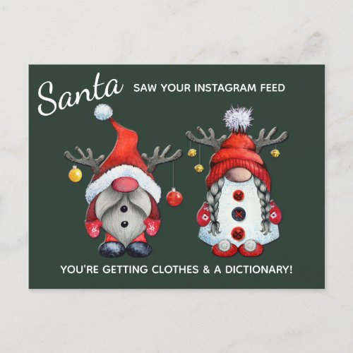 Funny Santa Saw Your Social Media Post Christmas Holiday Postcard