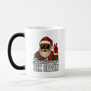 Funny Santa Says Six Seven 6 7 Christmas Vintage Color Morph Mug