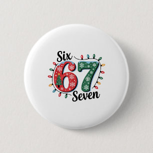 Funny Santa Says Six Seven Christmas 67 Meme Xmas Button