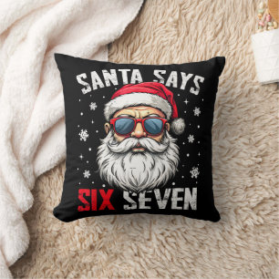 Funny Santa Says Six Seven Christmas 67 Meme Xmas Throw Pillow