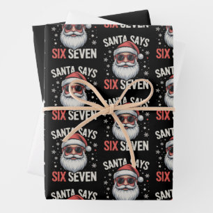 Funny Santa Says Six Seven Christmas 67 Meme Xmas  Wrapping Paper Sheets