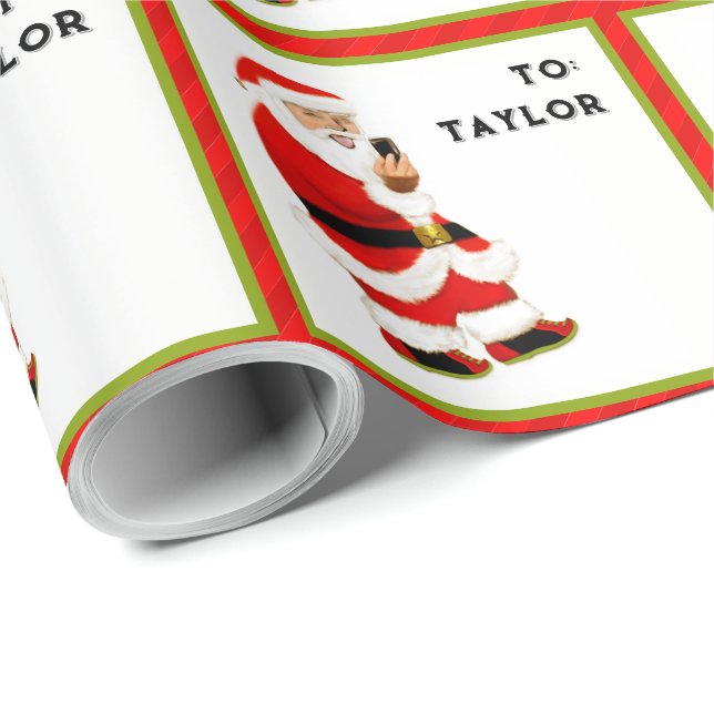 Funny Santa Selfie Christmas Wrapping Paper (Roll Corner)