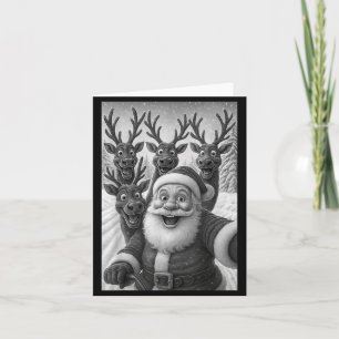 Funny Santa Selfie With Reindeer Christmas  Card