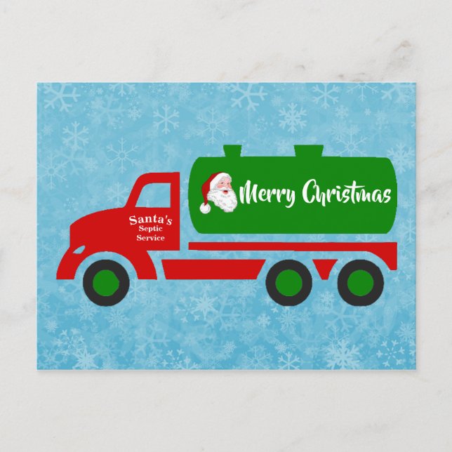 Funny Santa Septic Christmas Truck Postcard (Front)