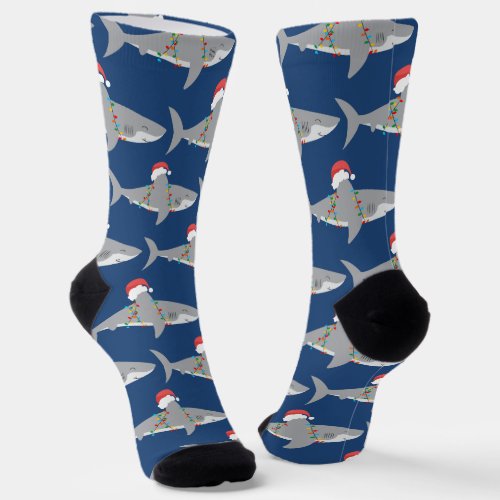 Funny Santa Shark Christmas Socks