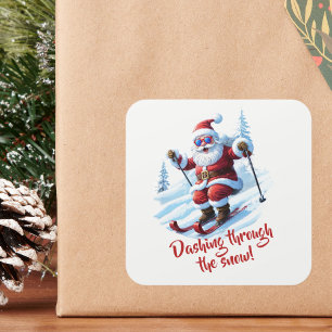 Funny Santa Shredding Snow Christmas Sticker