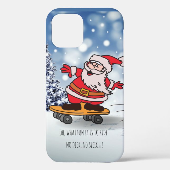 Funny Santa Skateboard Christmas Humor Winter Case-Mate iPhone Case (Back)