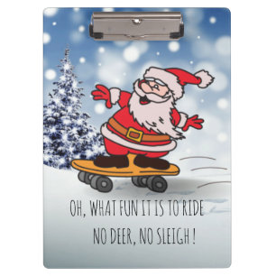 Funny Santa Skateboard Christmas Humor Winter Clipboard