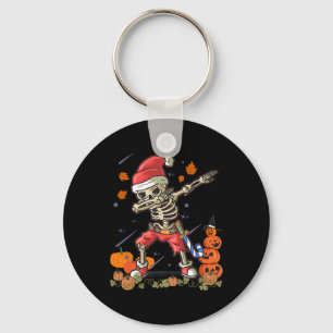 Funny Santa Skeleton Dabbing Halloween Costume Fun Keychain
