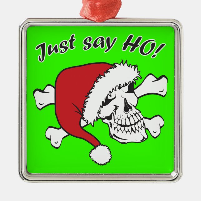 Funny Santa Skull Metal Ornament (Front)