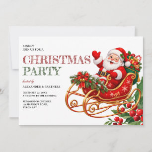 Funny Santa Sleigh Corporate Christmas Party Invitation