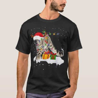 Funny Santa Snow Leopard Christmas Lights Lover Ch T-Shirt