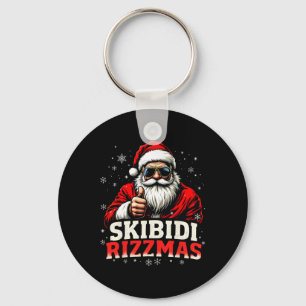 Funny Santa Snowboard Christmas Holiday Skibidi Ri Keychain