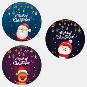Funny Santa, Snowma, Reindeer Merry Christmas 2022 Kids' Labels