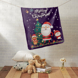 Funny Santa, Snowman, Reindeer Merry Christmas Baby Blanket