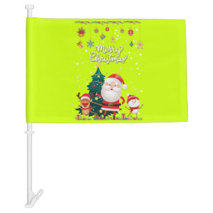Funny Santa, Snowman, Reindeer Merry Christmas Car Flag