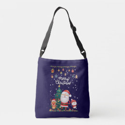 Funny Santa, Snowman, Reindeer Merry Christmas Crossbody Bag