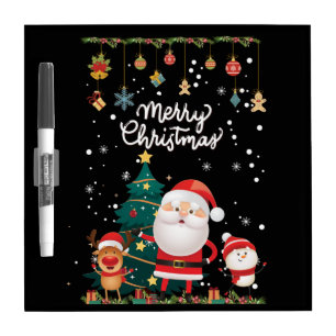 Funny Santa, Snowman, Reindeer Merry Christmas Dry Erase Board