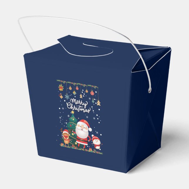 Funny Santa, Snowman, Reindeer Merry Christmas Favor Boxes (Back Side)