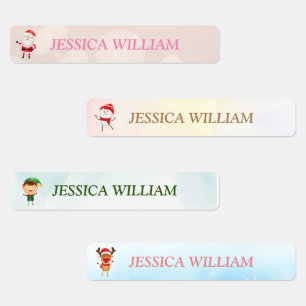 Funny Santa, Snowman, Reindeer Merry Christmas   Kids' Labels