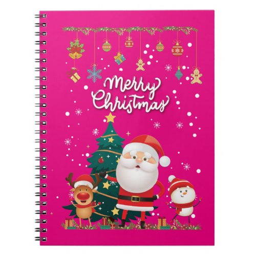 Funny Santa Snowman Reindeer Merry Christmas Notebook