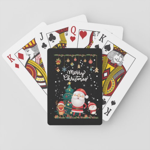 Funny Santa Snowman Reindeer Merry Christmas Playing Cards