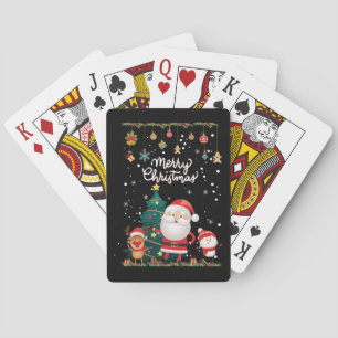 Funny Santa, Snowman, Reindeer Merry Christmas Poker Cards