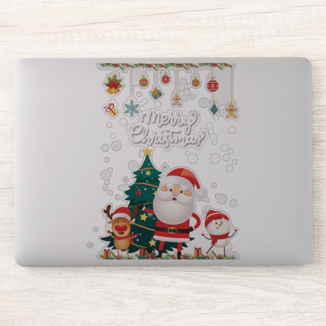 Funny Santa, Snowman, Reindeer Merry Christmas Sticker (Computer)